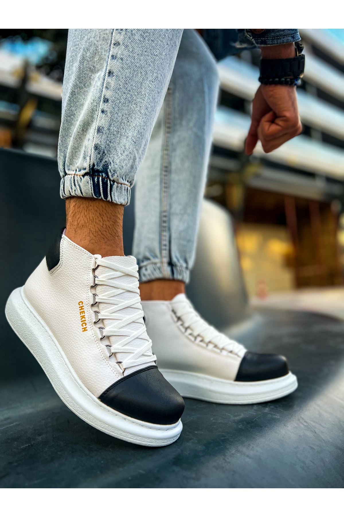 CH258 GBT Roma Colourful Men's Boots WHITE/BLACK - STREETMODE™