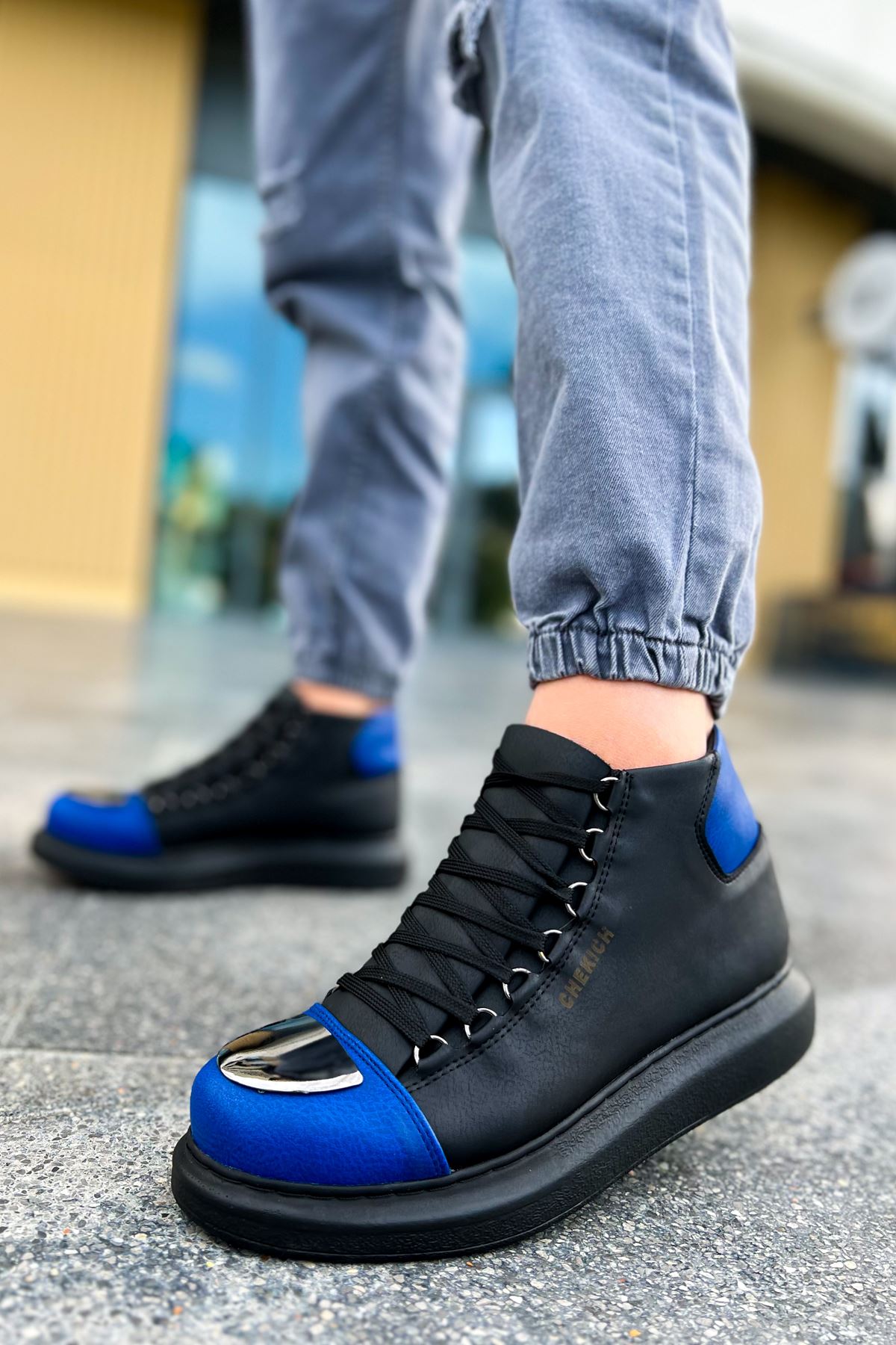 CH267 GST Roma Mirror Men's Boots BLACK/SAX BLUE - STREETMODE™