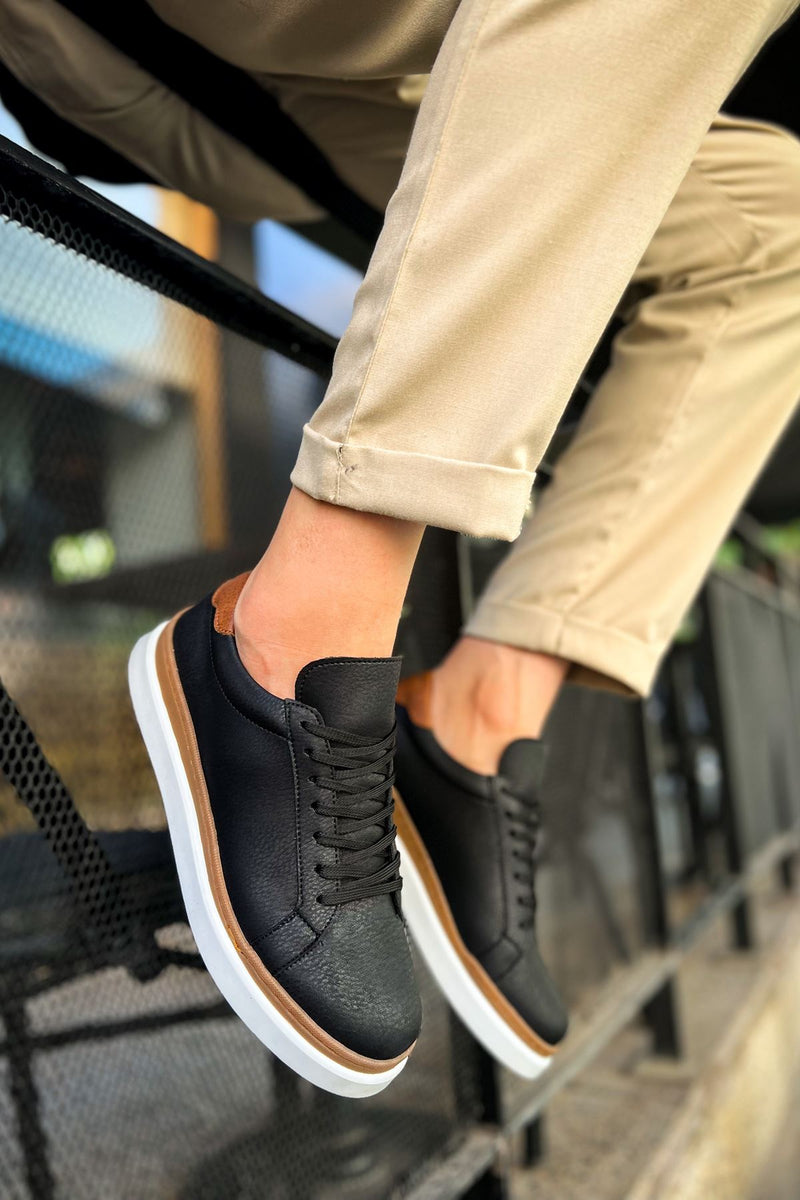 CH979 Santoni GBT Sport Men's Sneakers Shoes BLACK/Brown - STREETMODE™