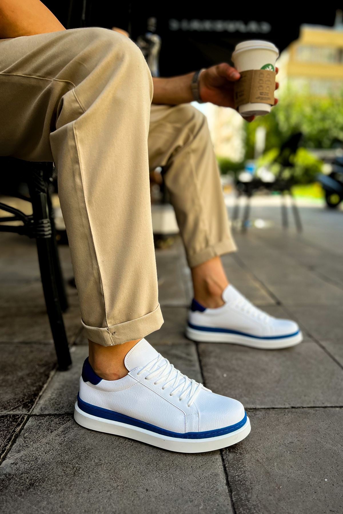 CH979 Santoni GBT Sport Men's Sneakers Shoes WHITE/BLUE - STREETMODE™