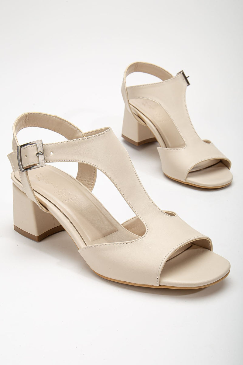 Charly Cream Skin Blunt Toe Heeled Women's Shoes - STREETMODE™