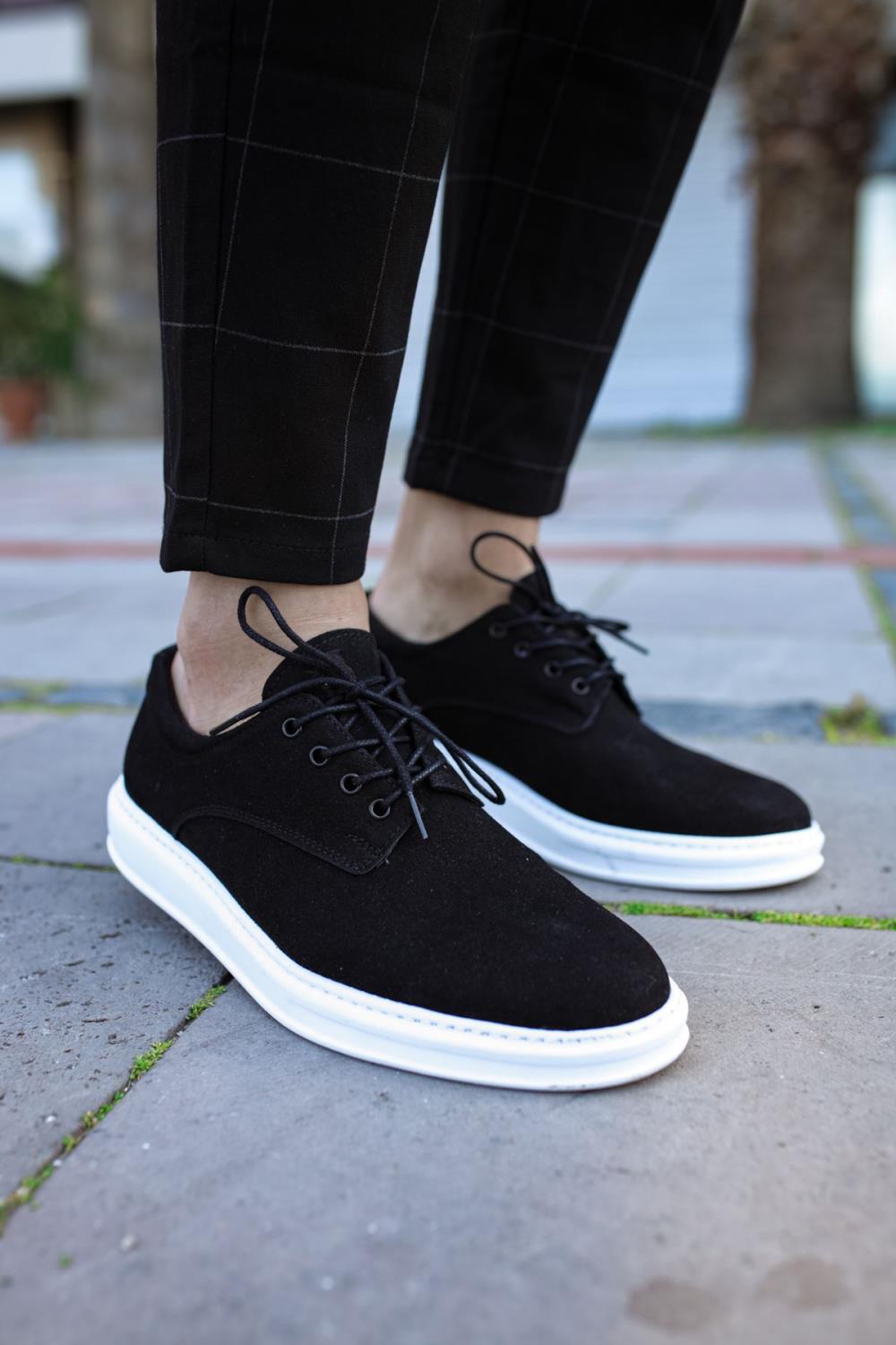 Classic Men's Casual Shoes 001 Black Suede (White Sole) - STREETMODE™