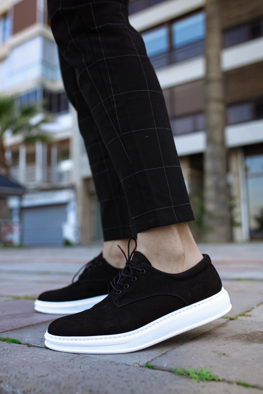 Classic Men's Casual Shoes 001 Black Suede (White Sole) - STREETMODE™