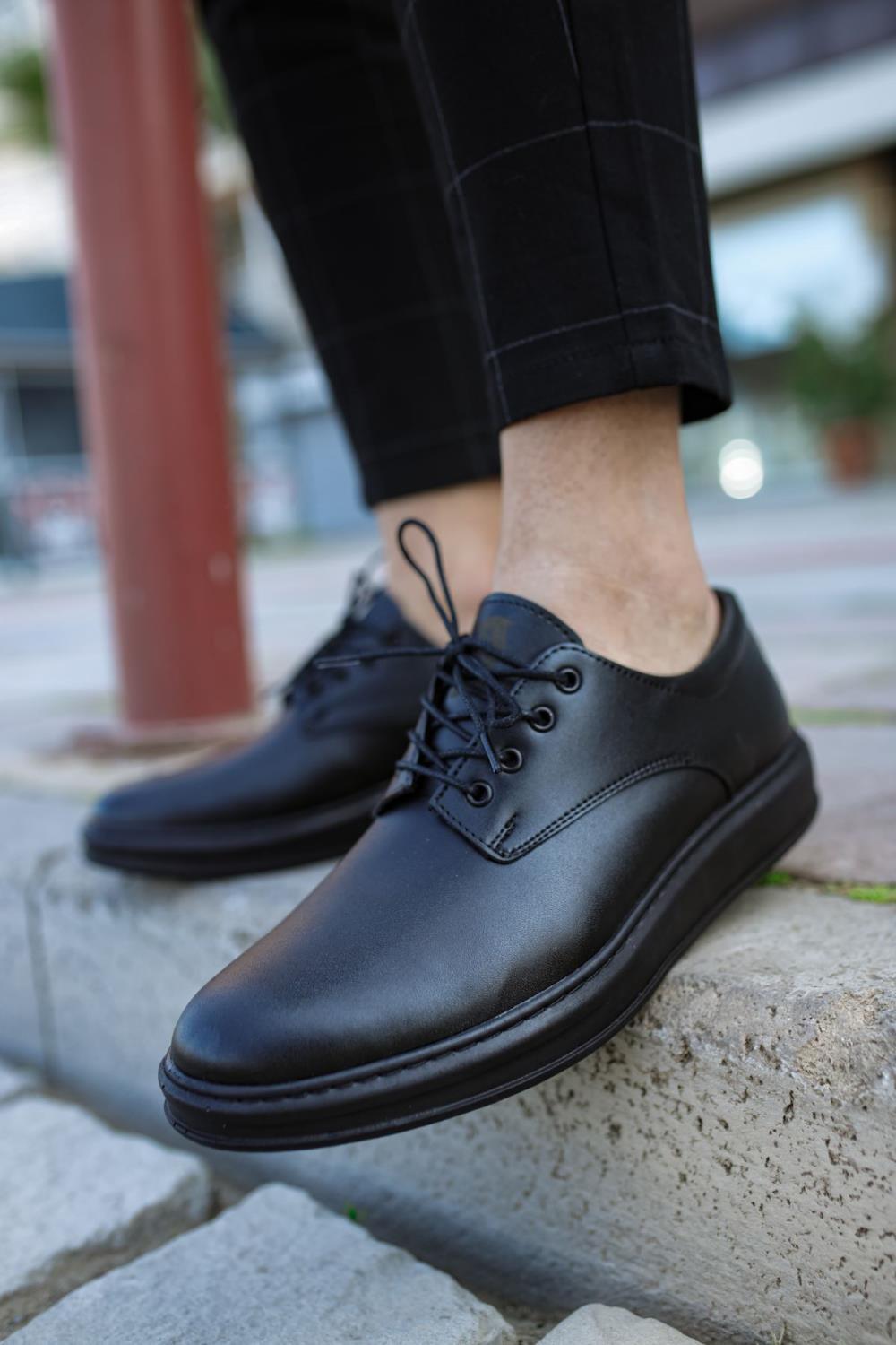 Classic Men's Shoes 001 Black (Black Sole) - STREETMODE™