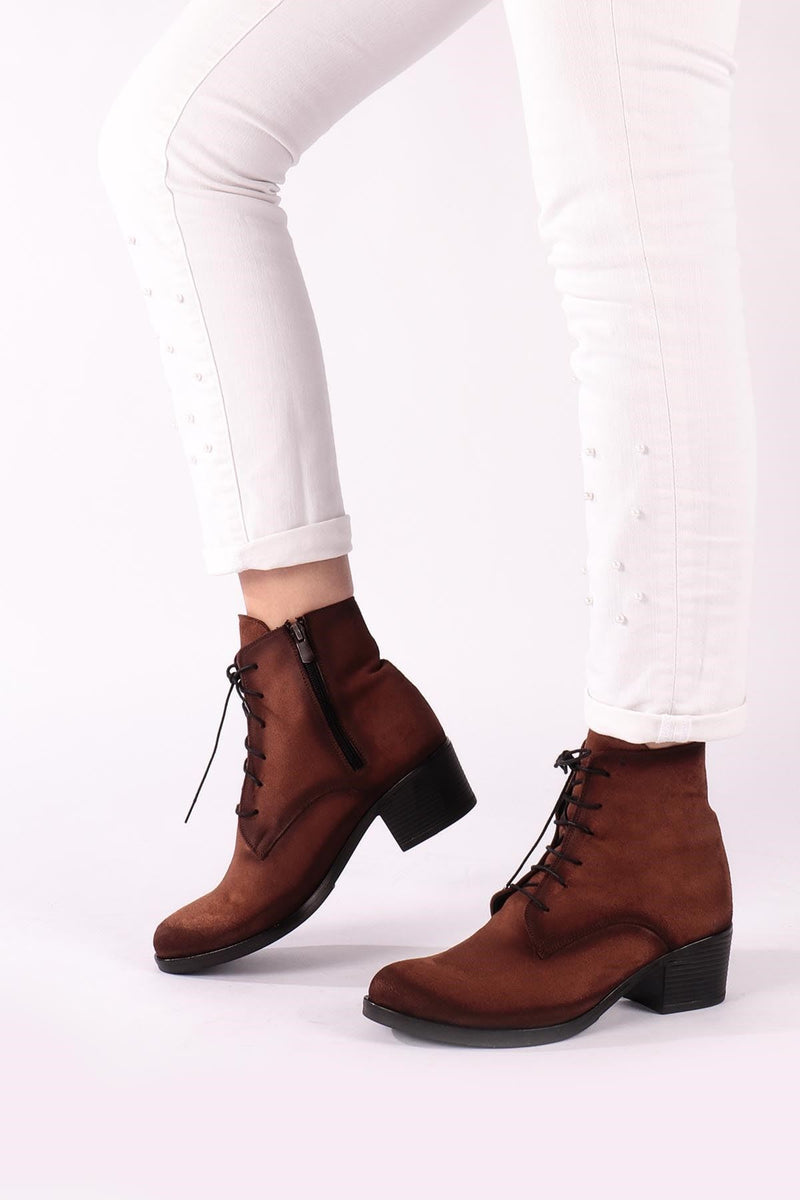 Daisy Women's Heeled Tan Suede Boots - STREETMODE™
