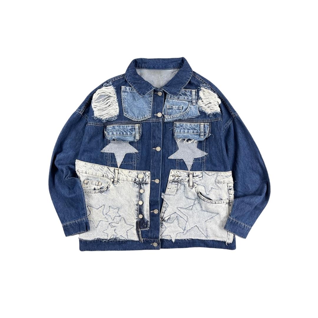 Designer Patchwork Unisex Denim Jacket - STREETMODE™