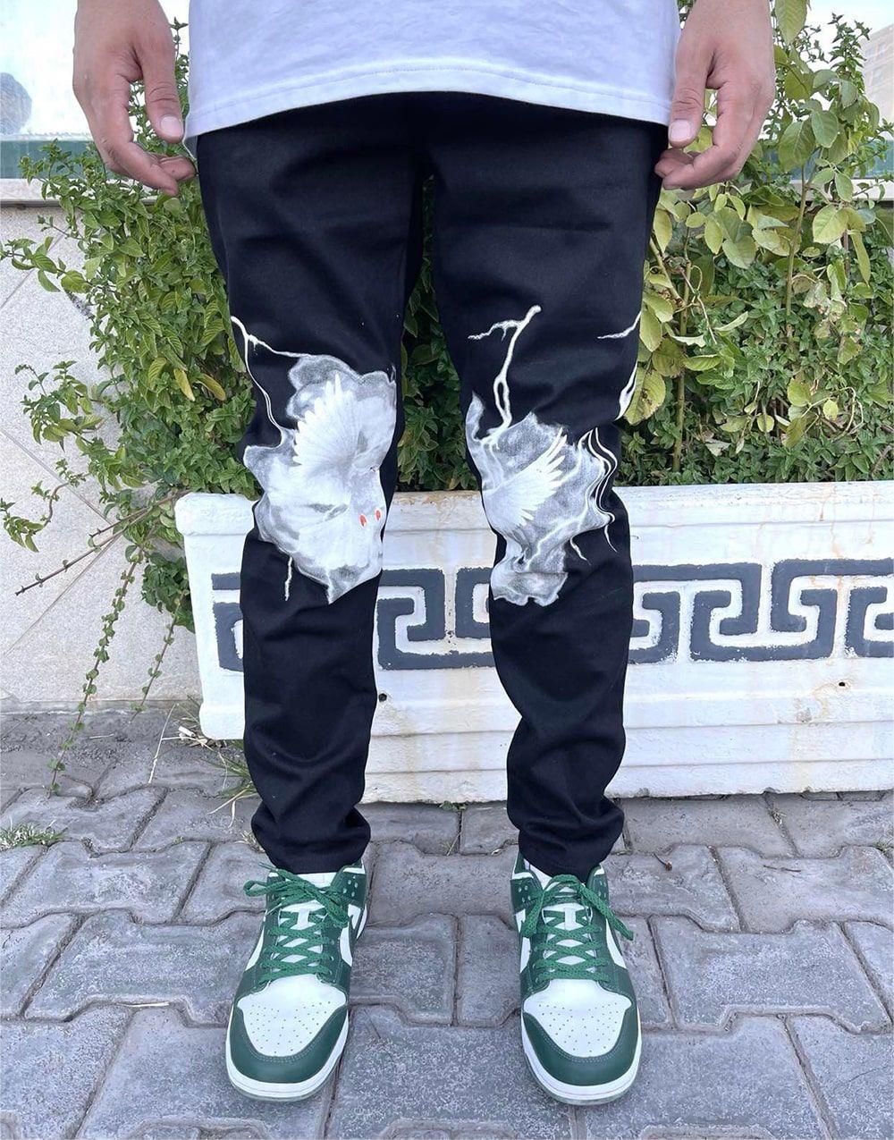 Digital Printed Men's Jeans Black - STREETMODE™