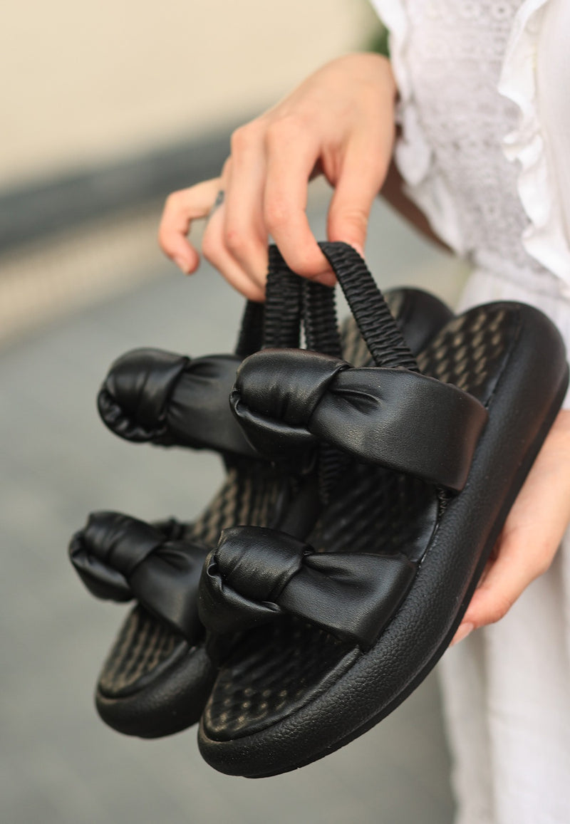 Ece Black Leather Sandals - STREETMODE™