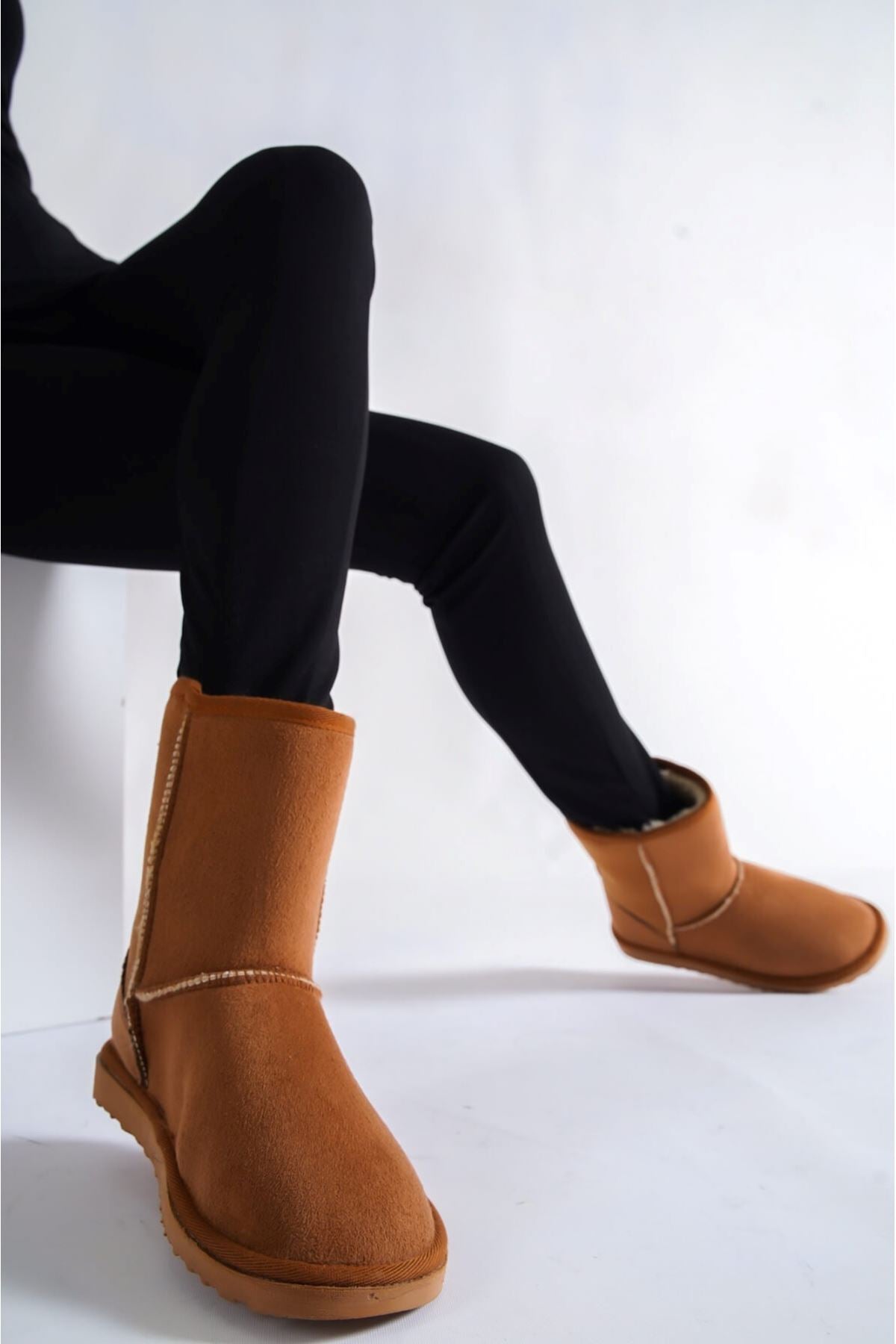 Elizabeth Brown Feather Detailed Suede Women's Boots - STREETMODE™