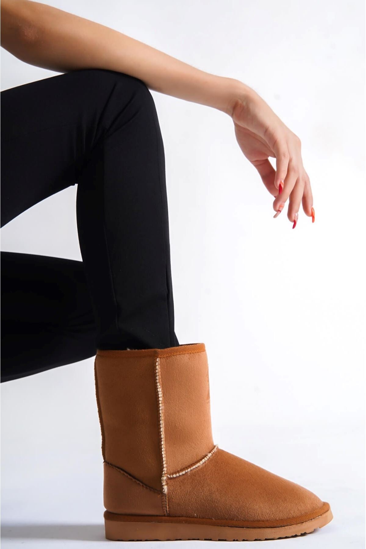 Elizabeth Brown Feather Detailed Suede Women's Boots - STREETMODE™