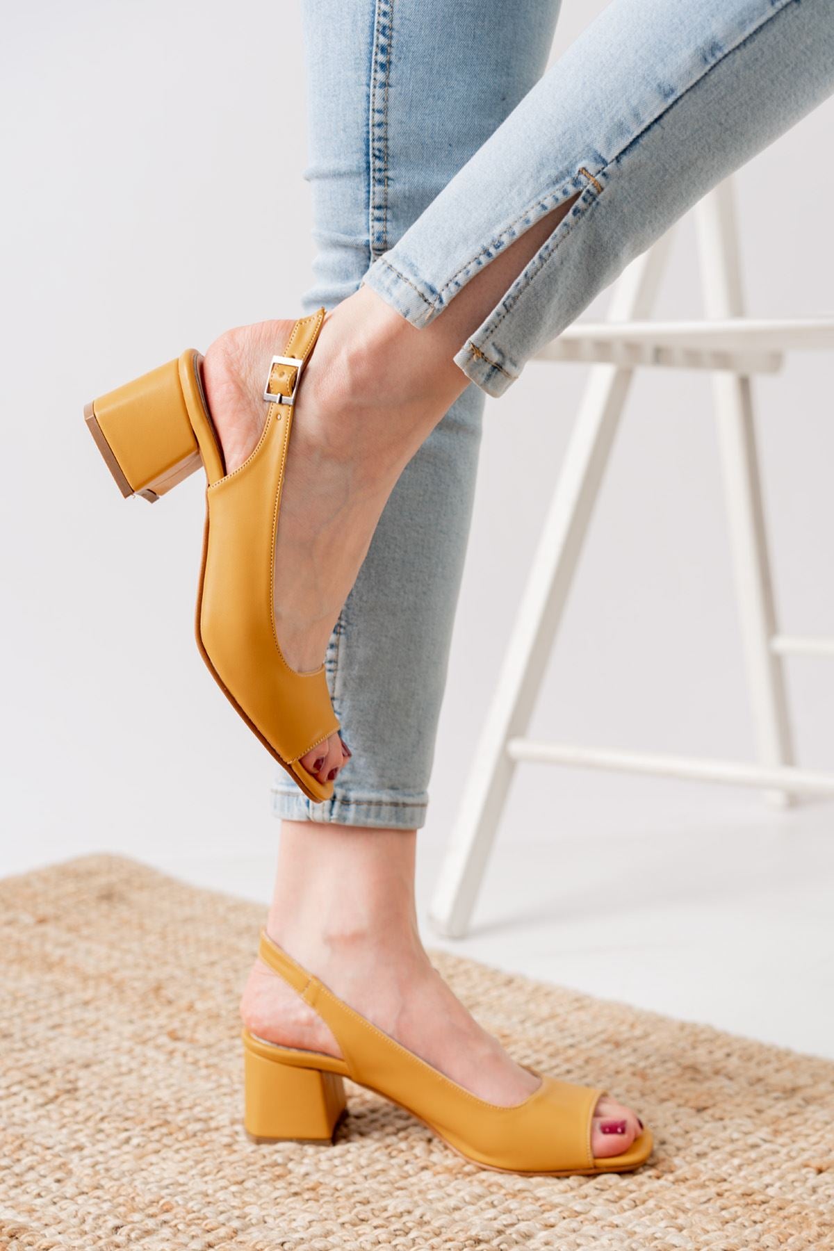 Eriola Mustard Skin Detail Low Heel Women's Shoes - STREETMODE™