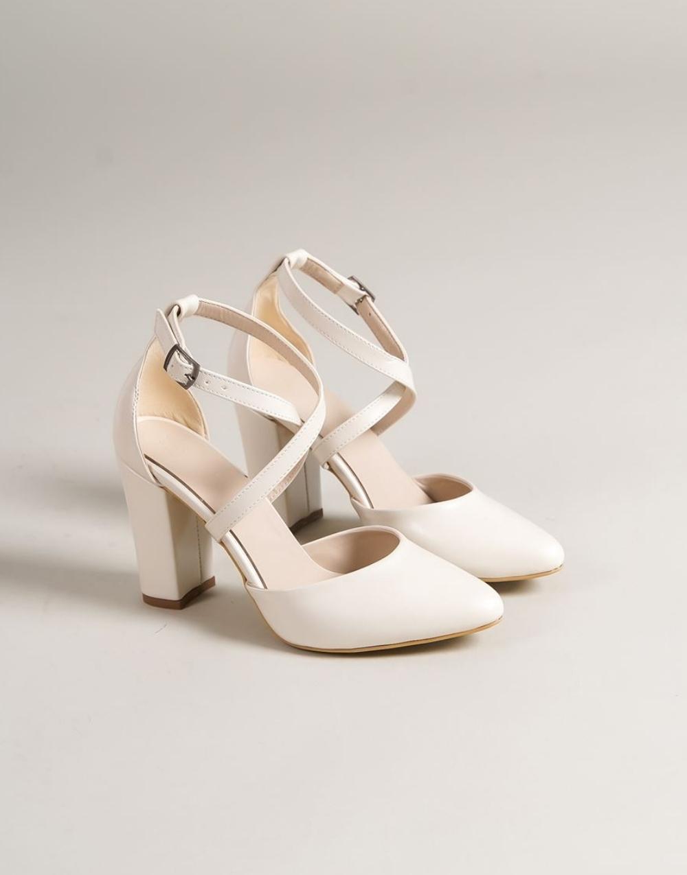 Evan White Pearl Detailed Heeled Women's Shoes - STREETMODE™