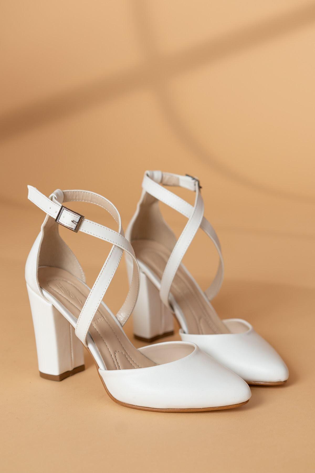 Evan White Skin Heels Women's Shoes - STREETMODE™