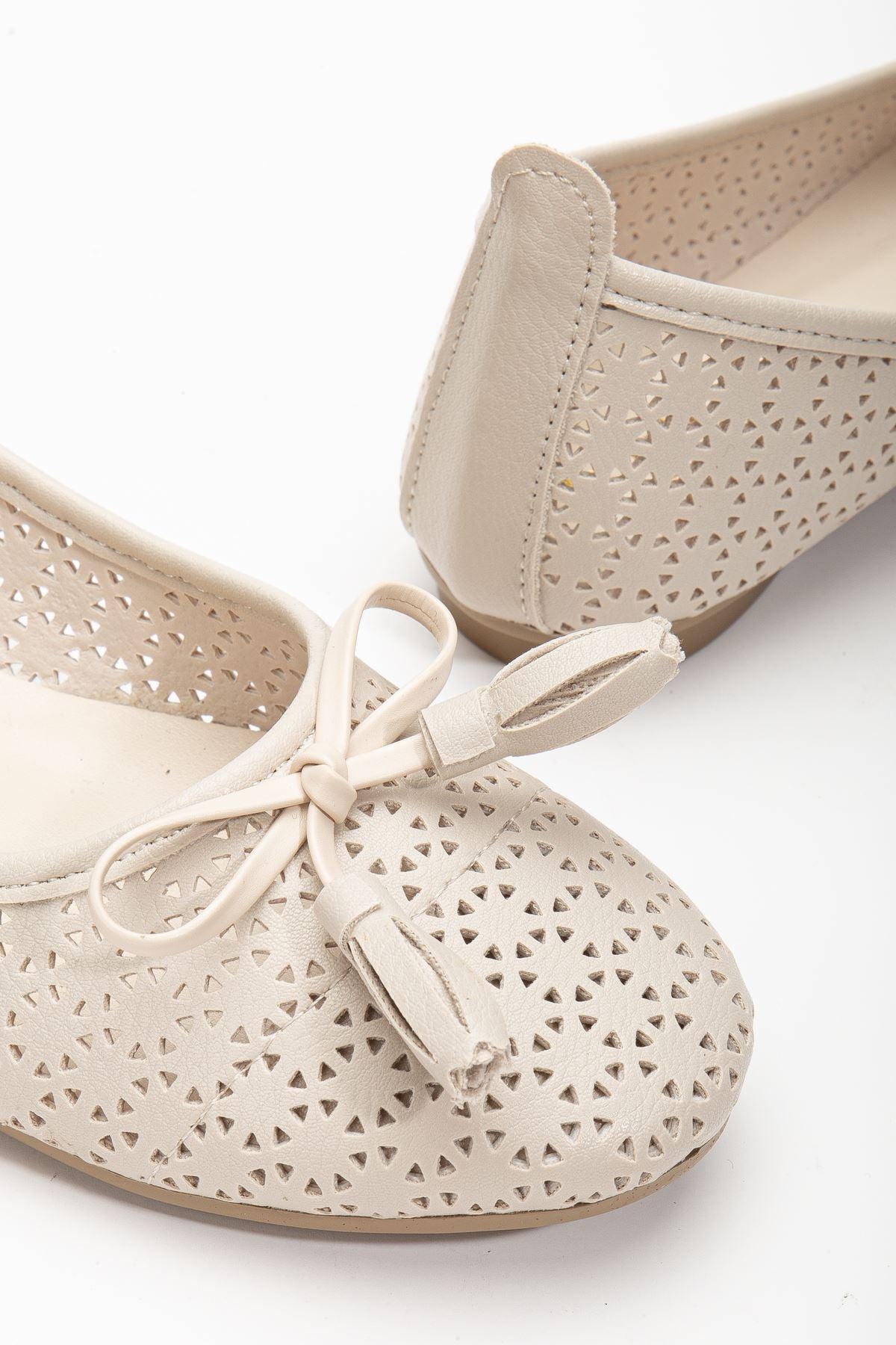 Fathie Cream Skin Women's Ballerinas - STREETMODE™