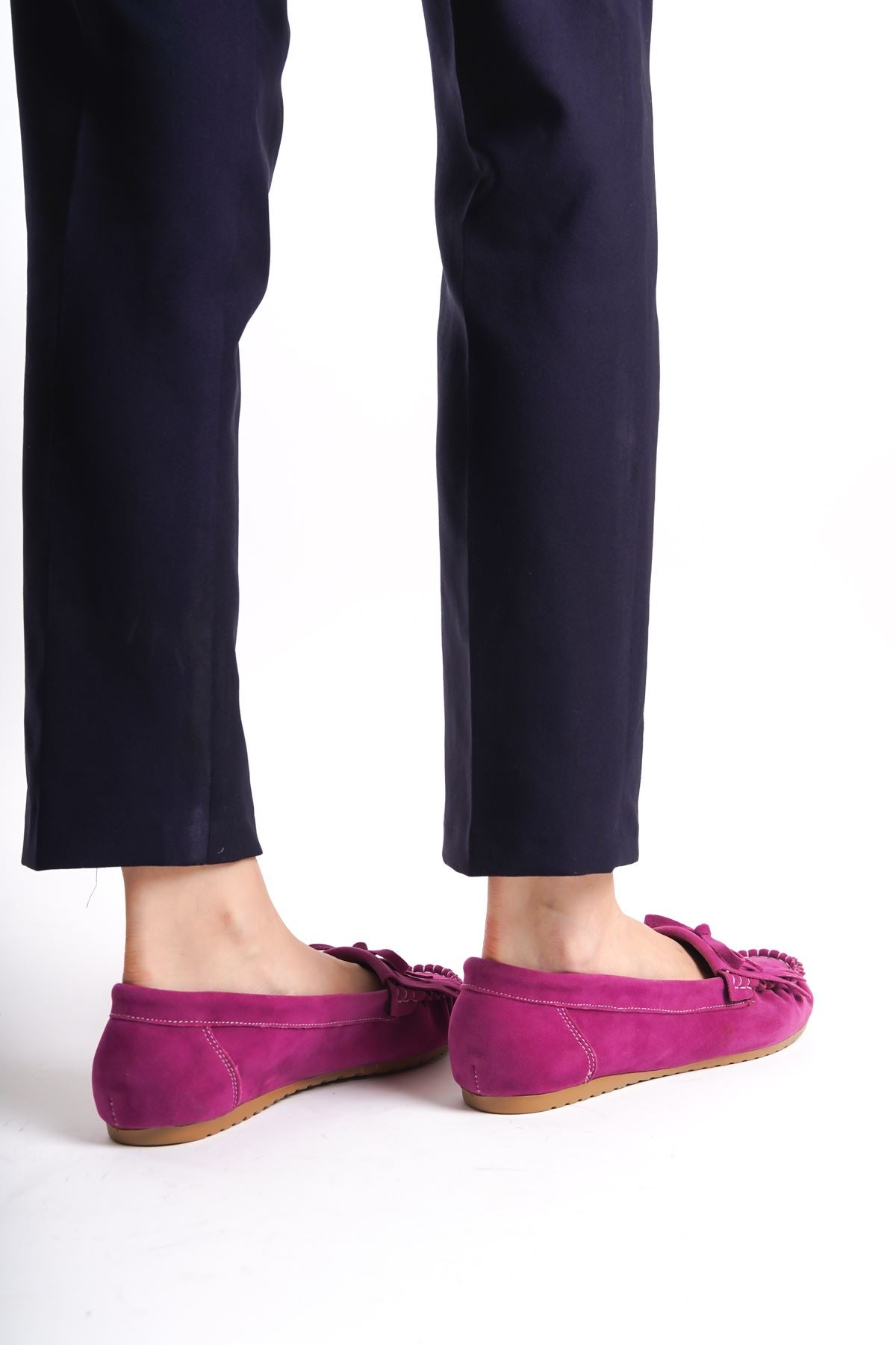 Fuchsia Suede Tasseled Casual Women's Ballerinas - STREETMODE™