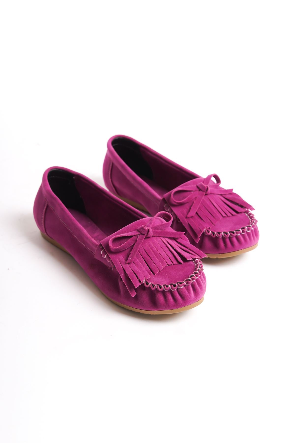 Fuchsia Suede Tasseled Casual Women's Ballerinas - STREETMODE™