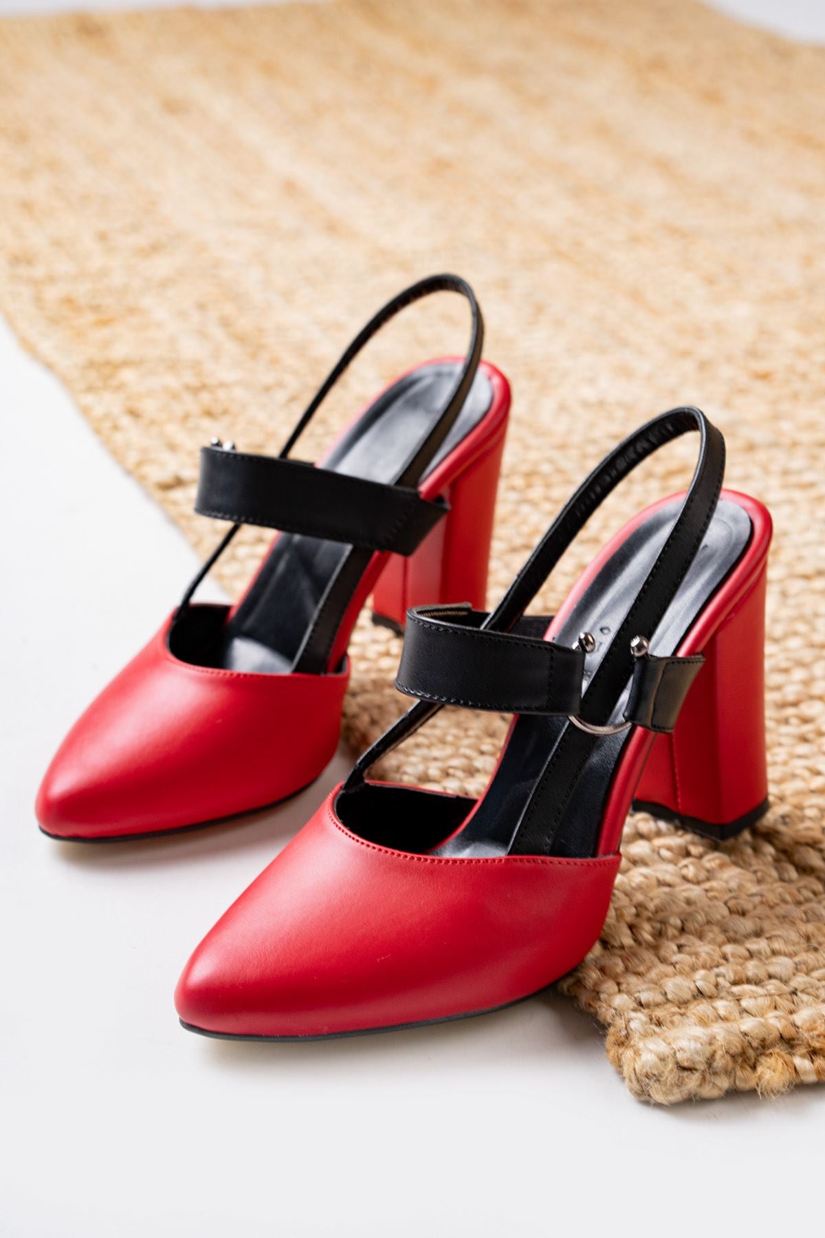 Hella Red - Black Skin High Heeled Women's Shoes - STREETMODE™