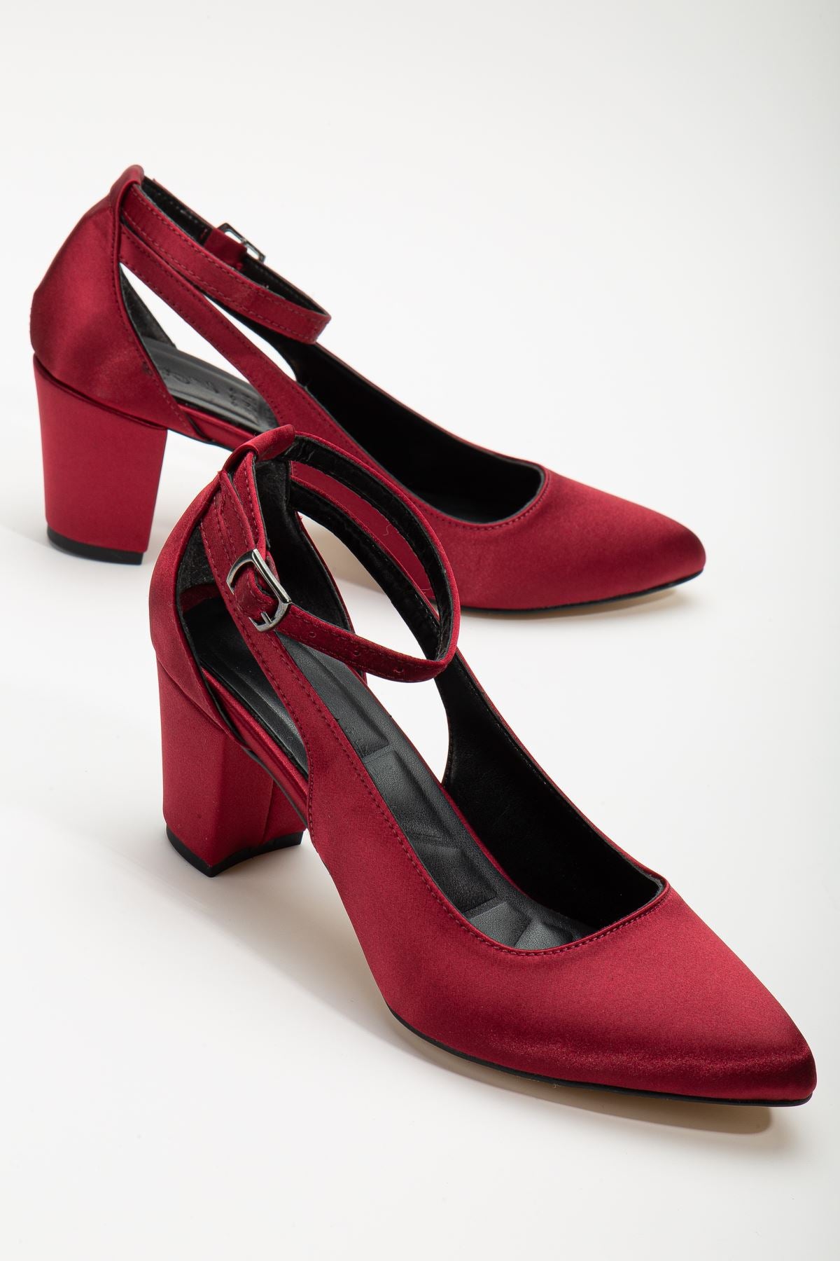 Hero Heeled Burgundy Satin Women's Shoes - STREETMODE™