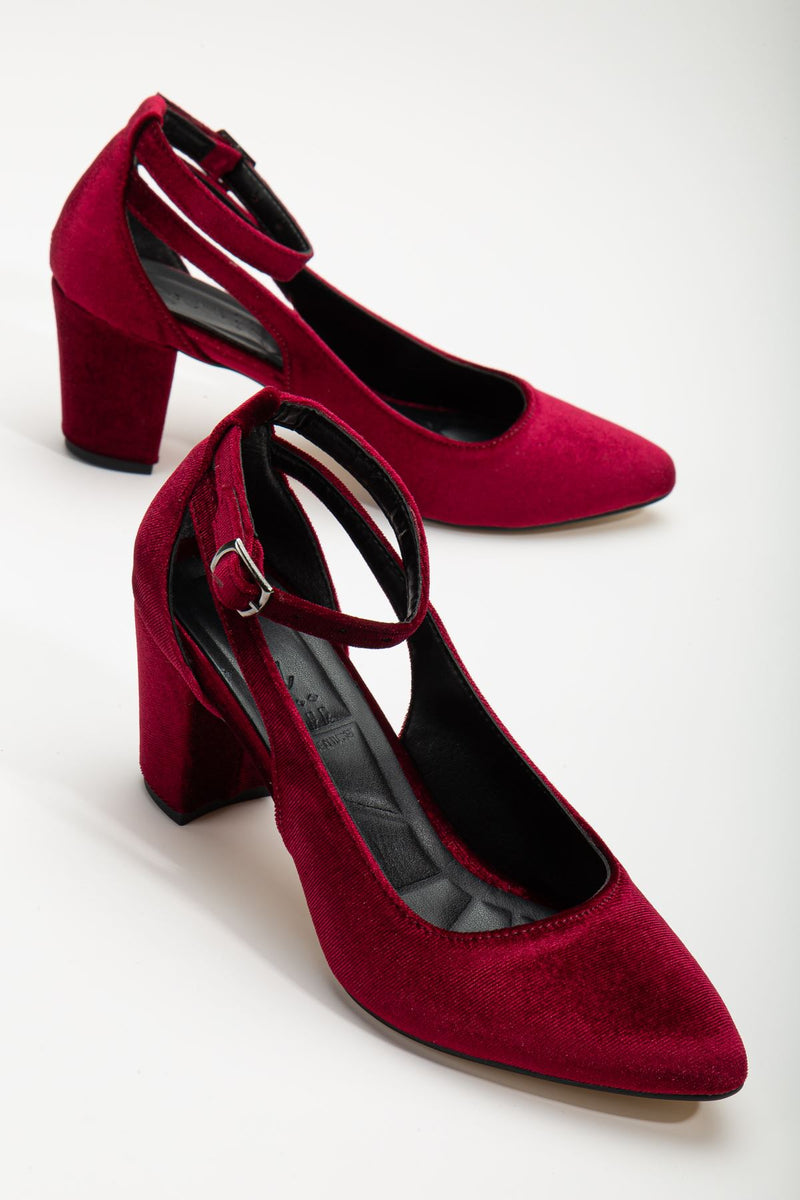 Hero Heeled Claret Red Velvet Women's Shoes - STREETMODE™