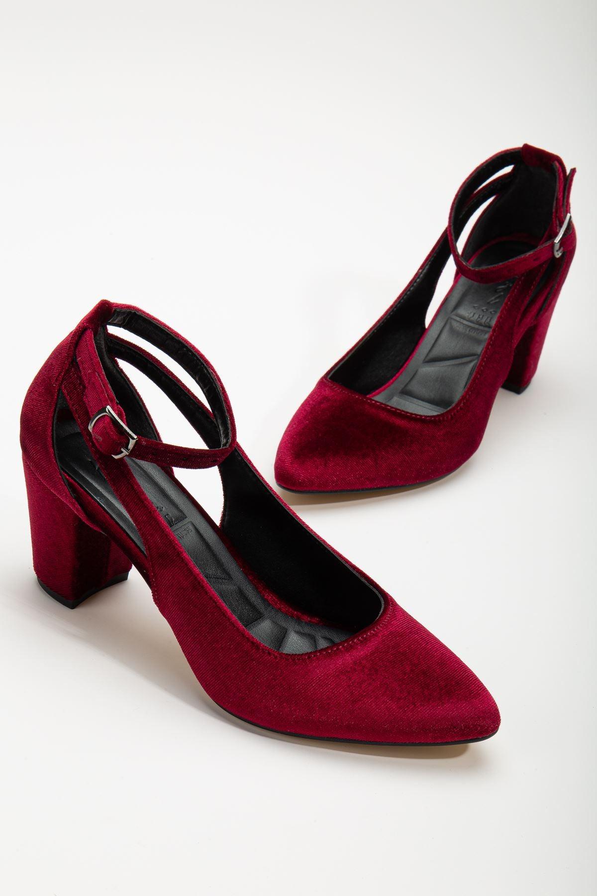 Hero Heeled Claret Red Velvet Women's Shoes - STREETMODE™