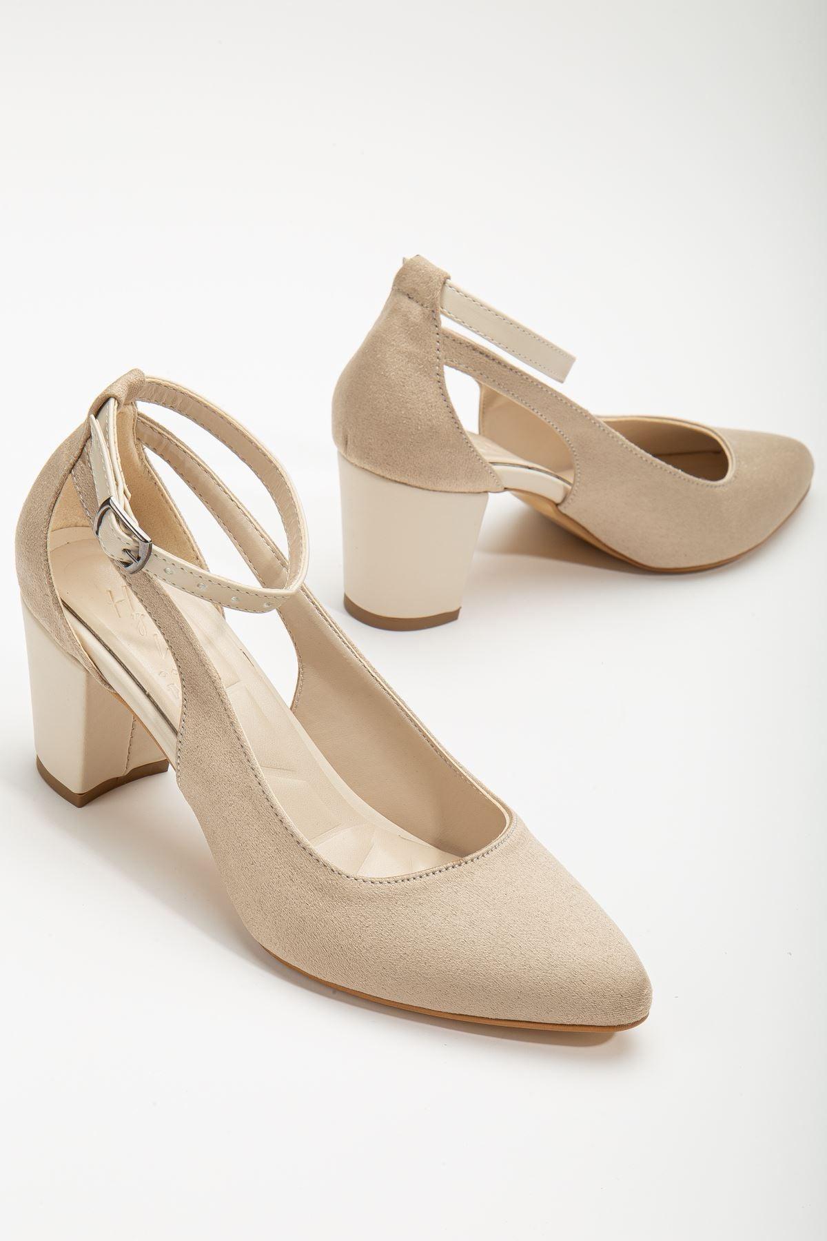 Hero Heeled Cream Suede Women's Shoes - STREETMODE™