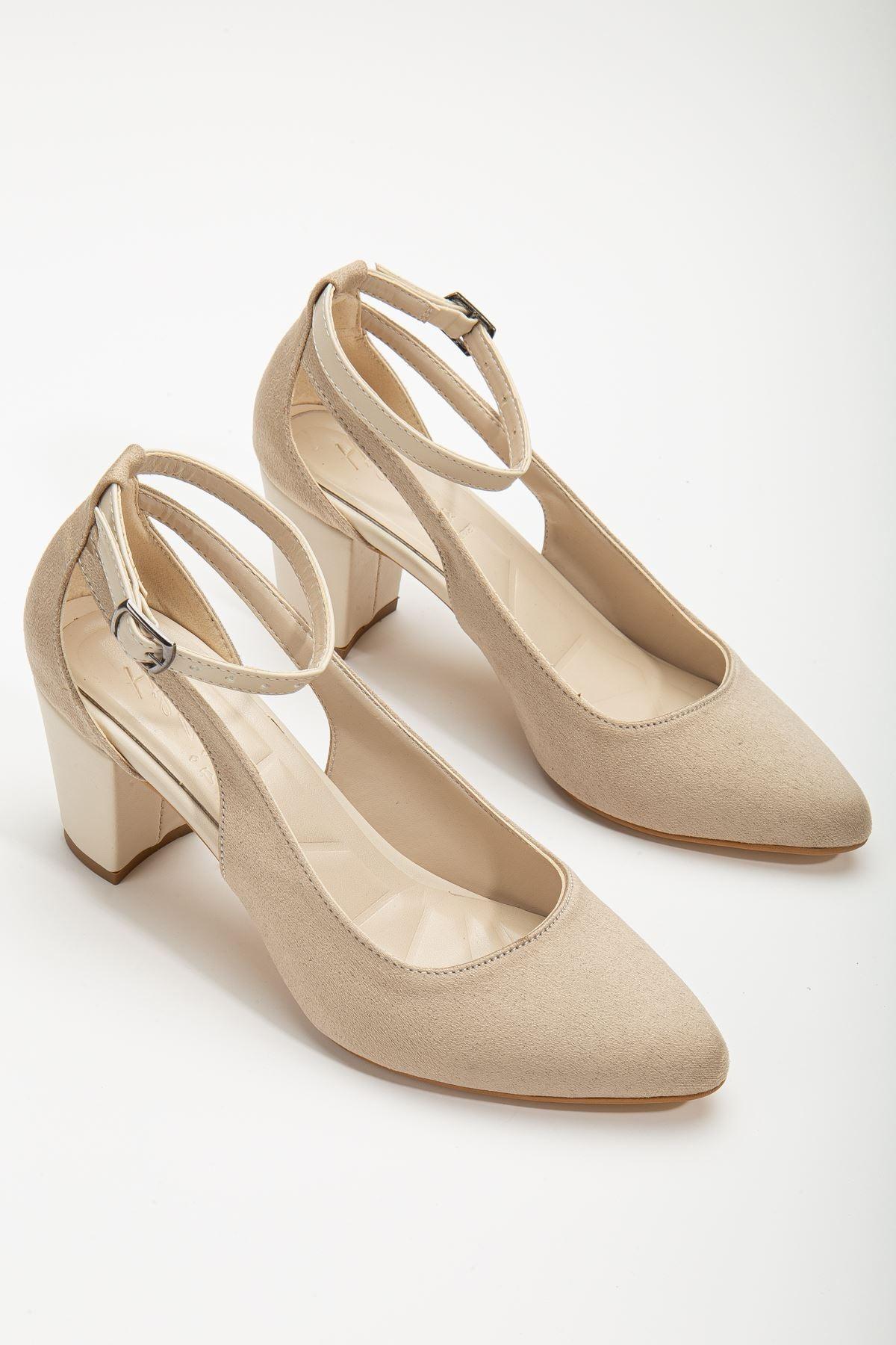 Hero Heeled Cream Suede Women's Shoes - STREETMODE™