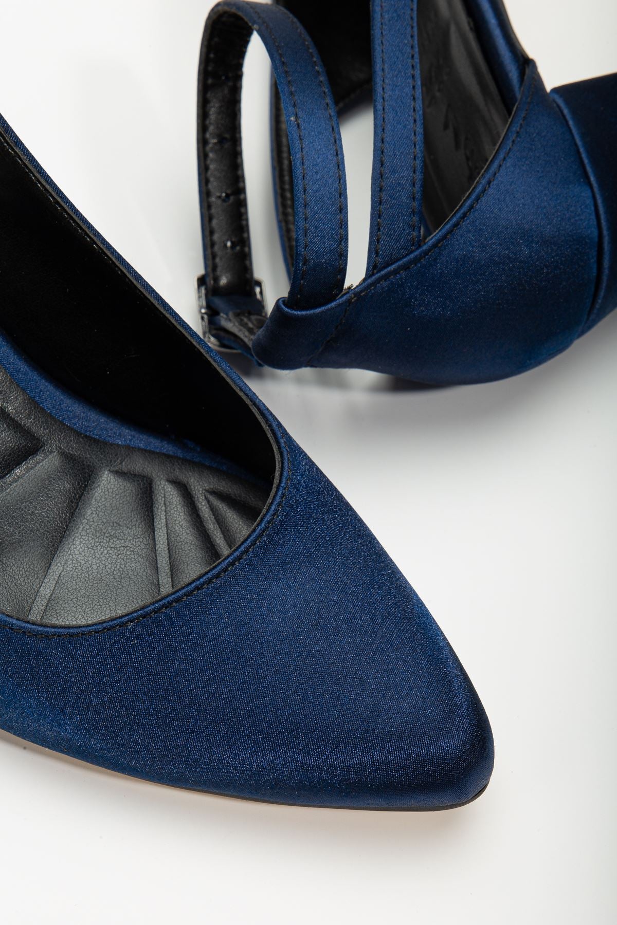 Hero Heeled Navy Blue Satin Women's Shoes - STREETMODE™