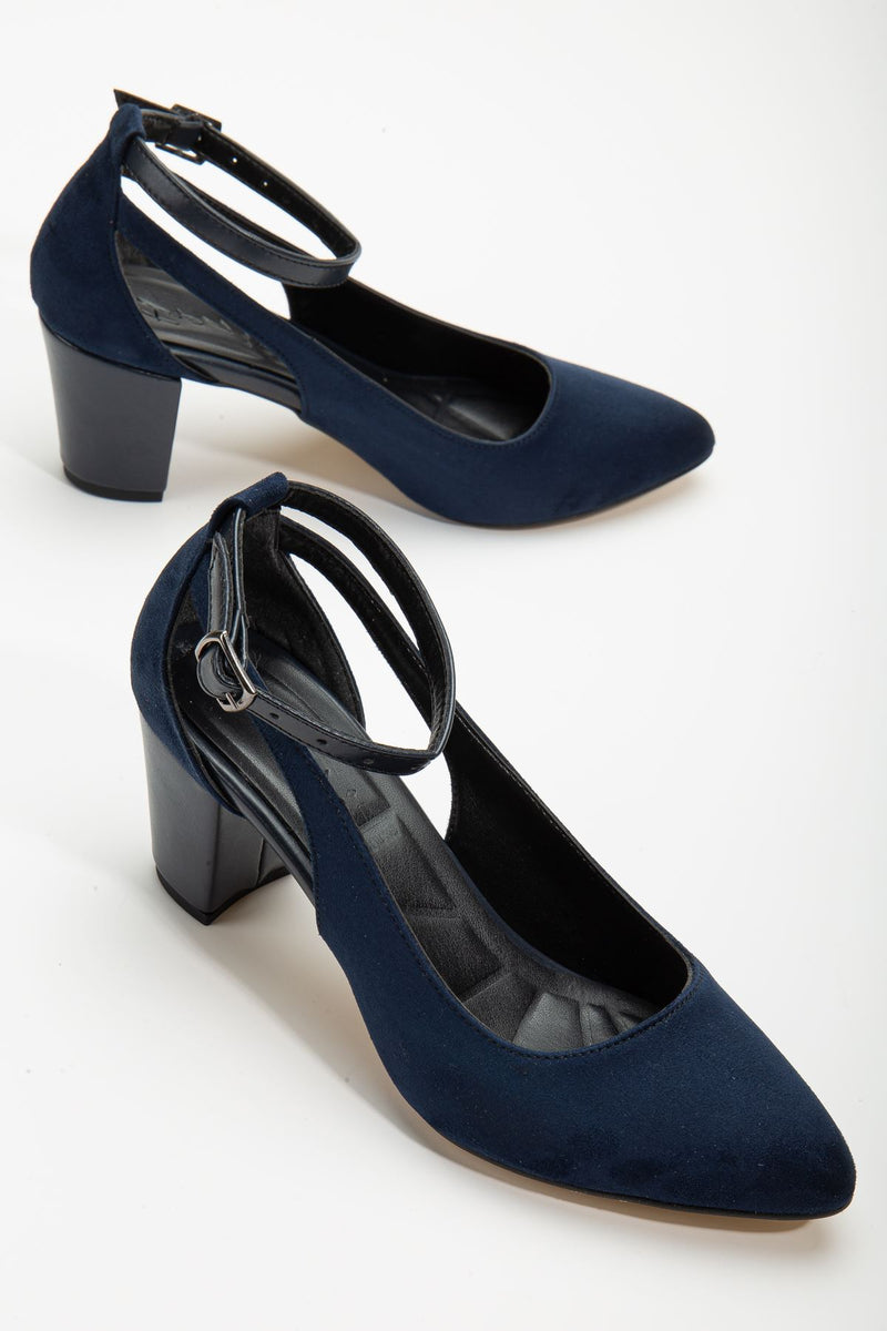 Hero Heeled Navy Blue Suede Women's Shoes - STREETMODE™