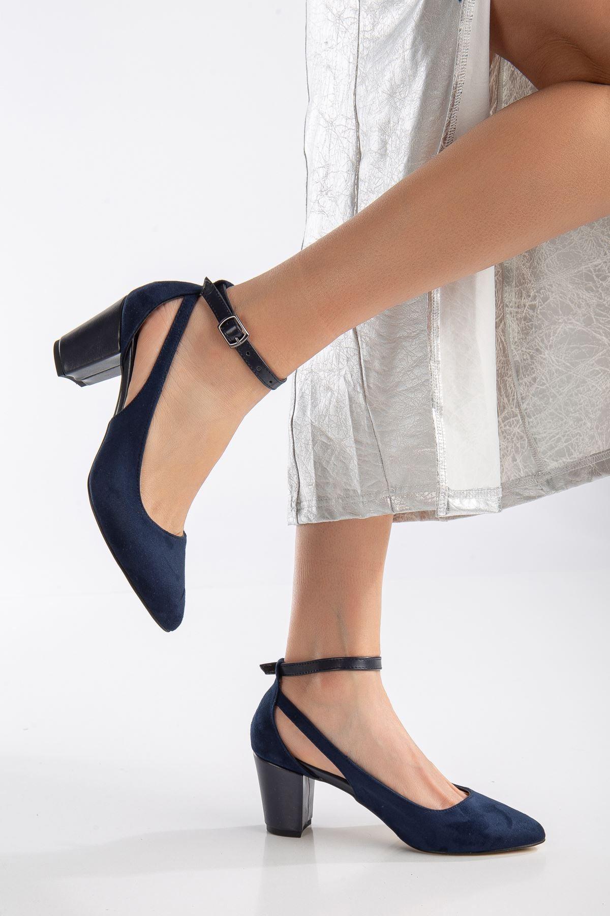 Hero Heeled Navy Blue Suede Women's Shoes - STREETMODE™