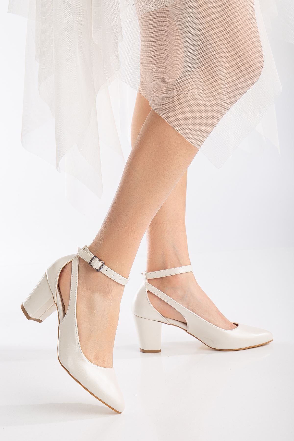 Hero Heeled White Pearl Skin Women's Shoes - STREETMODE™