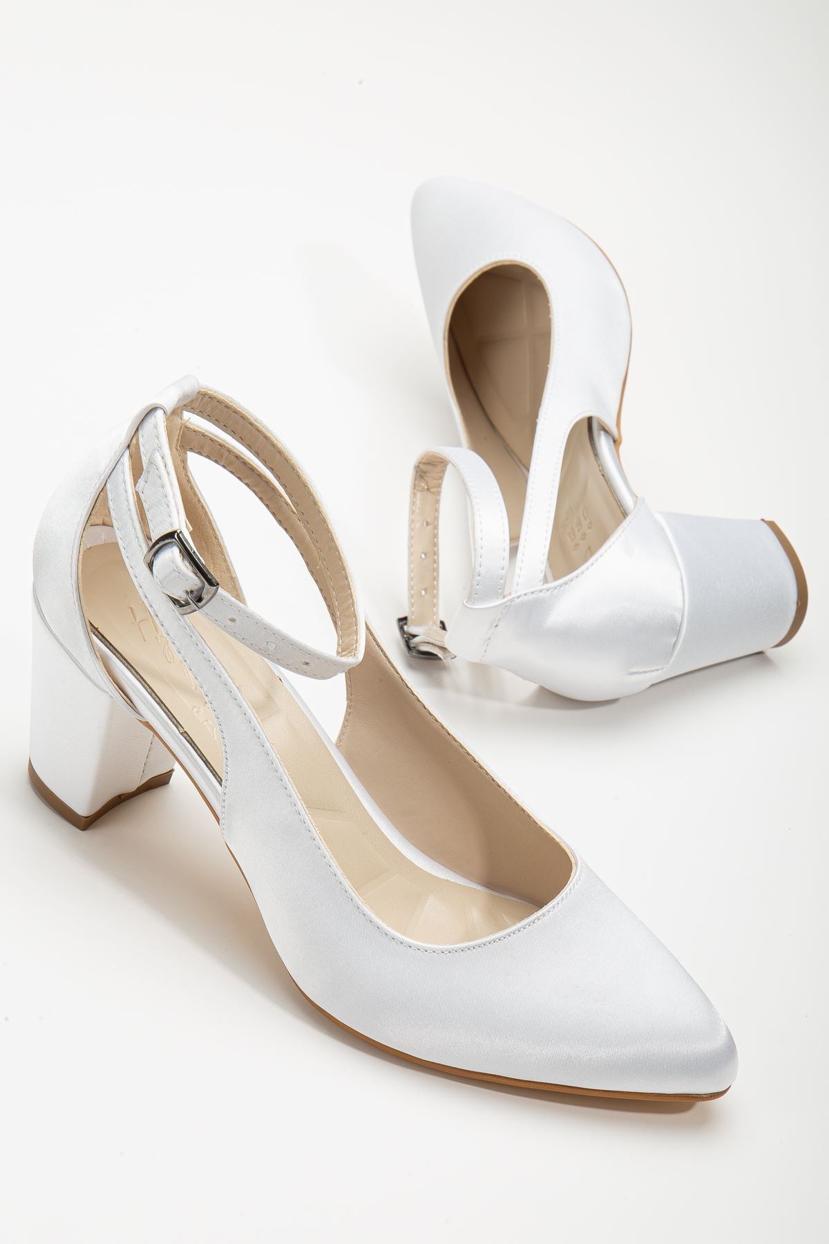 Hero Heeled White Satin Women's Shoes - STREETMODE™