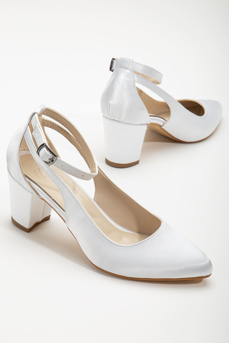 Hero Heeled White Satin Women's Shoes - STREETMODE™