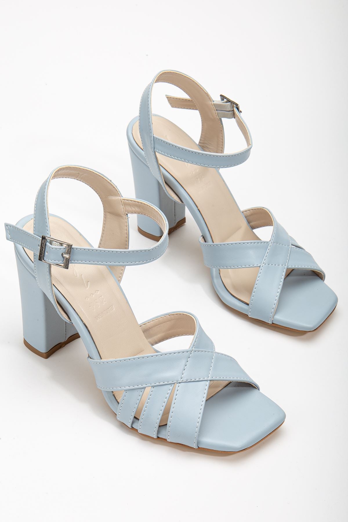 Hope High Heeled Baby Blue Skin Blunt Toe Women's Shoes - STREETMODE™