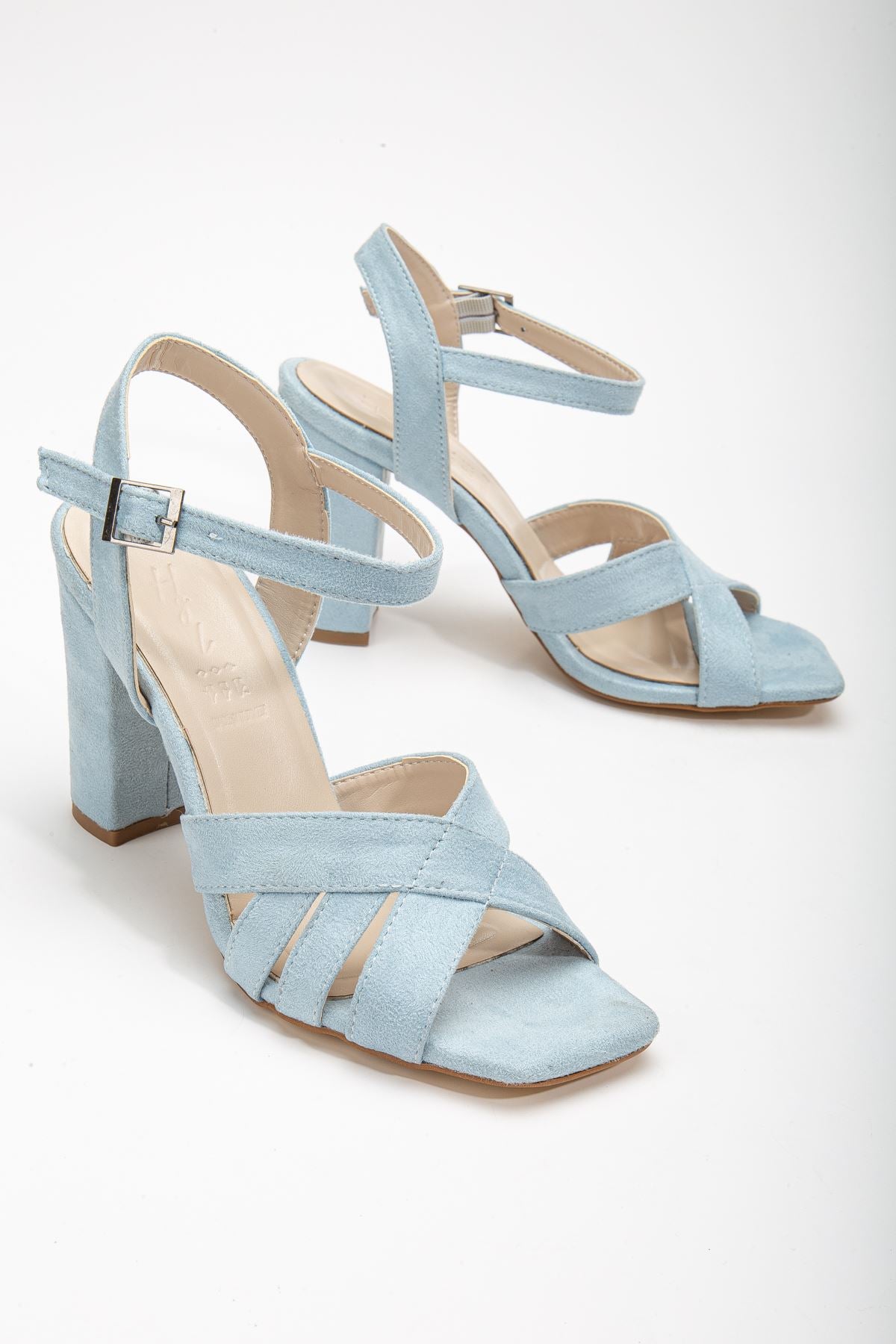 Hope High Heeled Baby Blue Suede Blunt Toe Women's Shoes - STREETMODE™