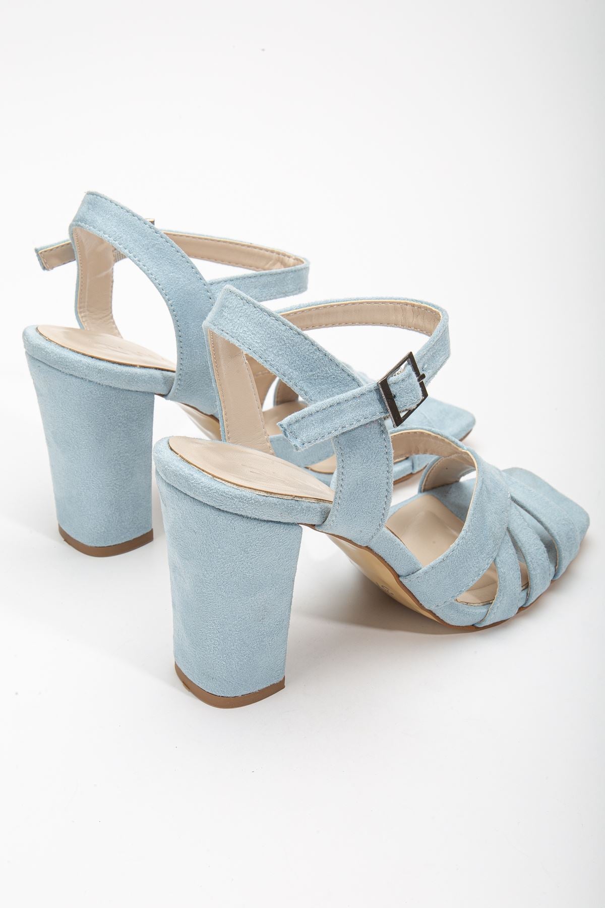 Hope High Heeled Baby Blue Suede Blunt Toe Women's Shoes - STREETMODE™