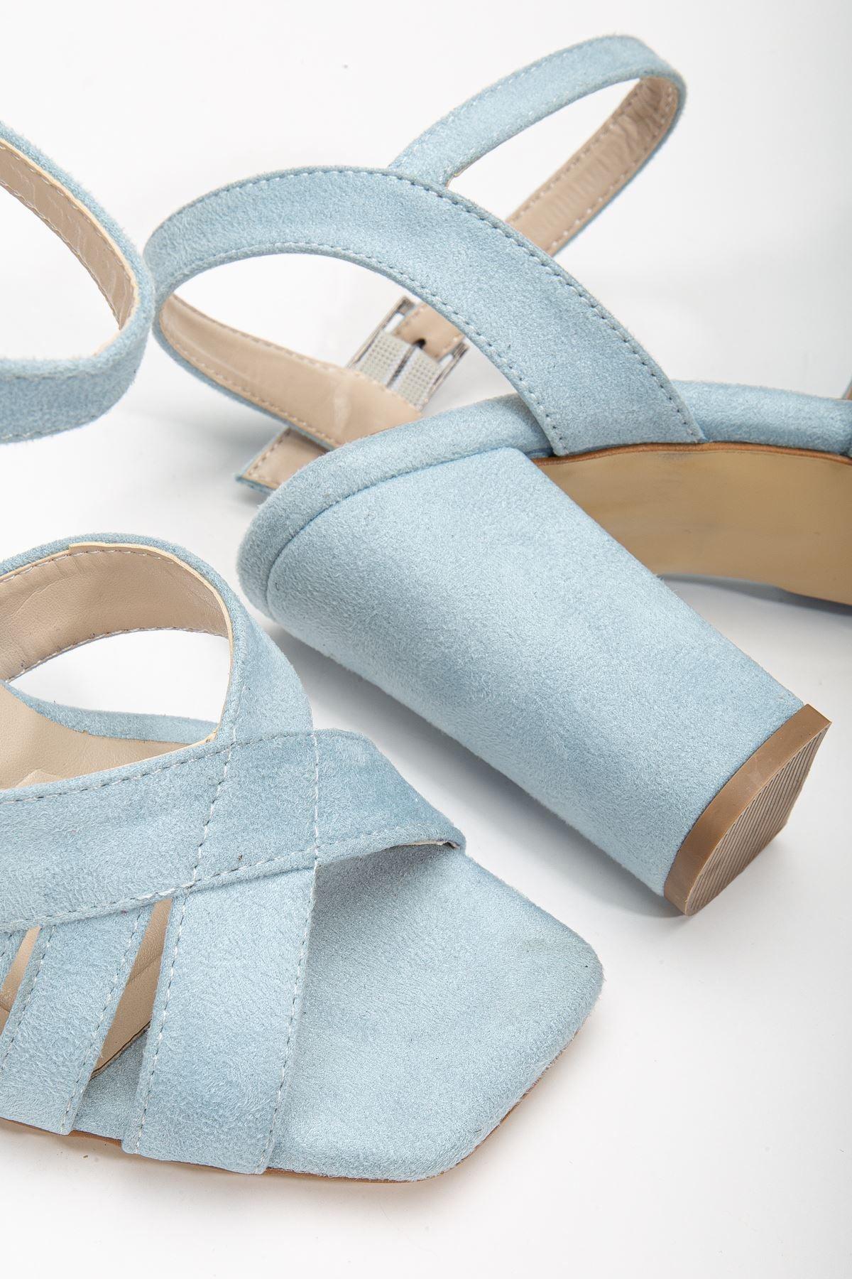 Hope High Heeled Baby Blue Suede Blunt Toe Women's Shoes - STREETMODE™