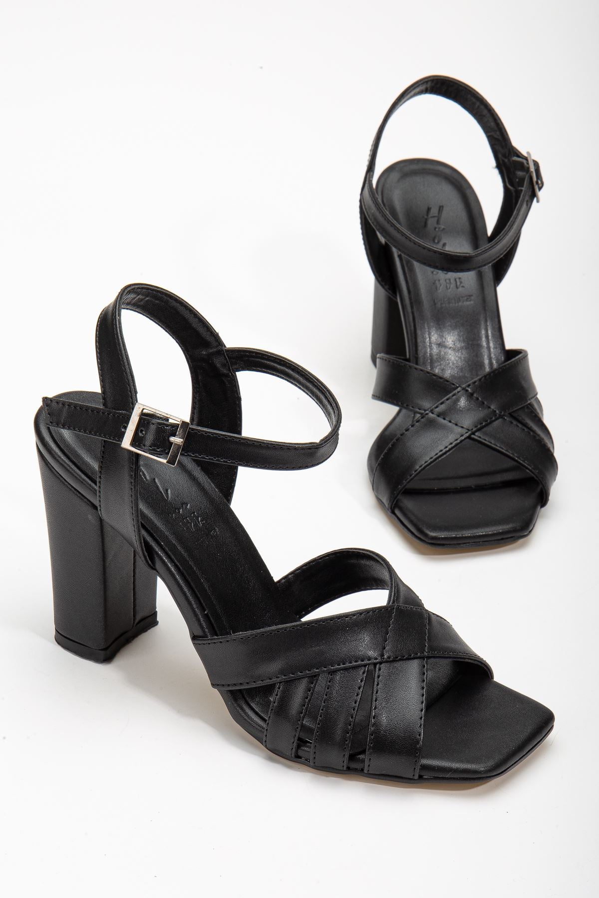 Hope High Heeled Black Skin Blunt Toe Women's Shoes - STREETMODE™
