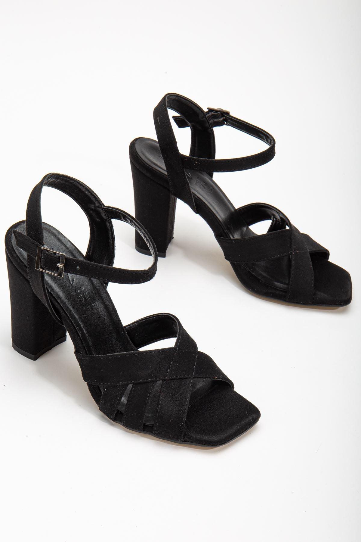 Hope High Heeled Black Suede Blunt Toe Women's Shoes - STREETMODE™