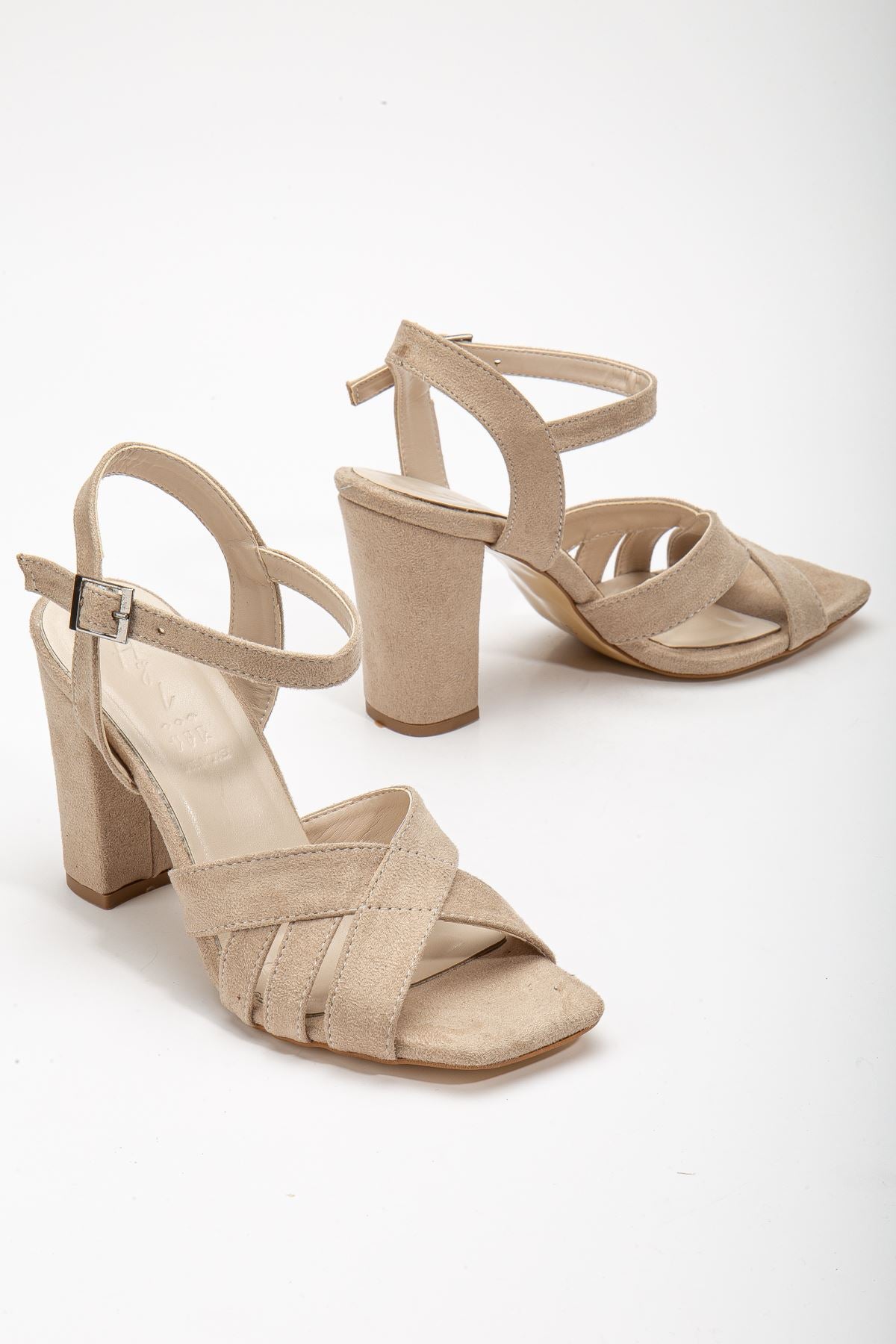 Hope High Heeled Cream Suede Blunt Toe Women's Shoes - STREETMODE™