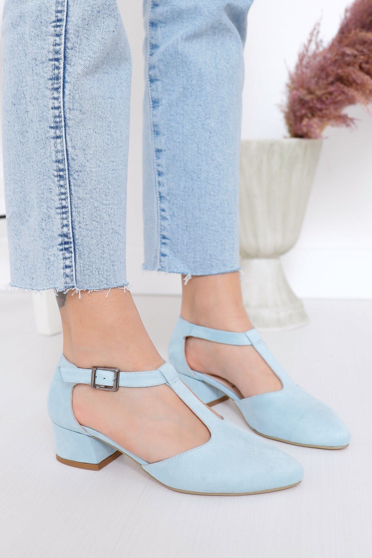 Jane Heels Baby Blue Suede Shoes - STREETMODE™