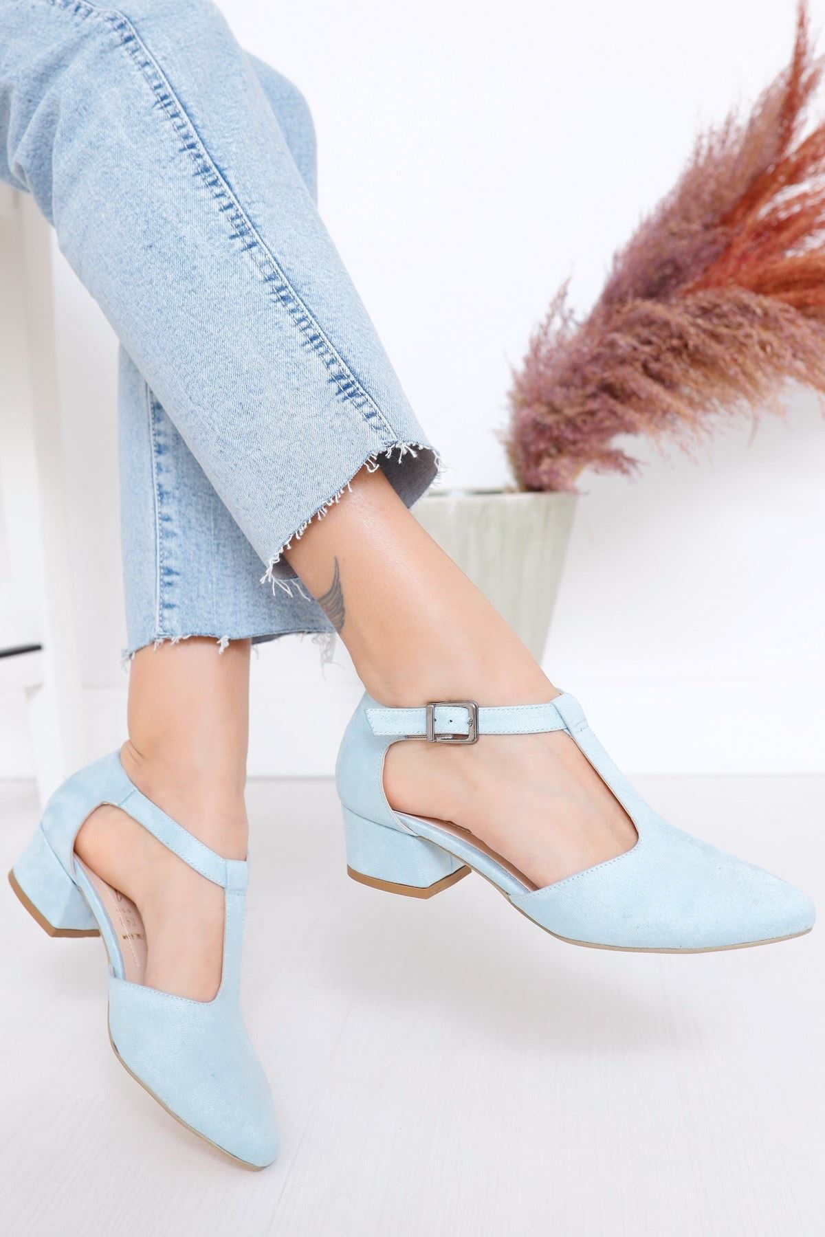 Jane Heels Baby Blue Suede Shoes - STREETMODE™