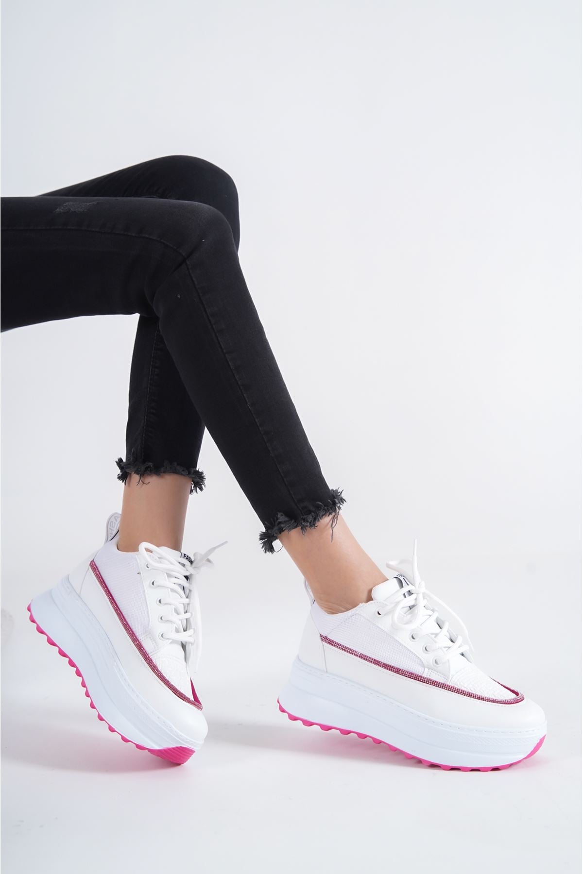 JASMIN pink white Sneakers Shoes - STREETMODE™