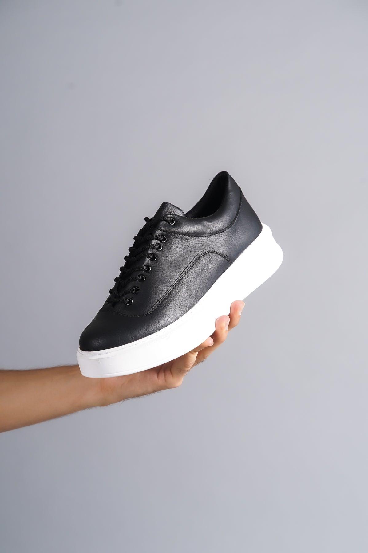 KB-005 Black Skin Lace-Up Casual Men's Sneakers Shoes - STREETMODE™