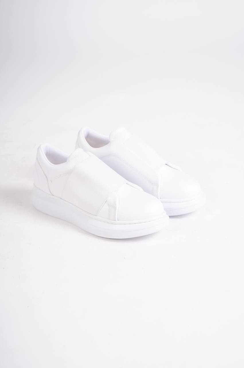 KB-040 White Leather Laced Casual Men's Shoes - STREETMODE™