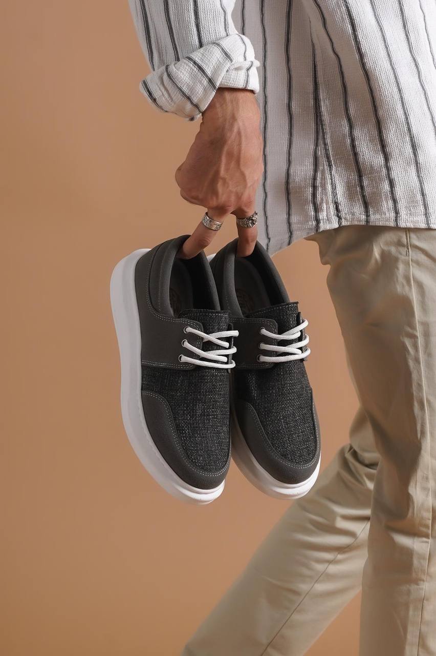 KB-042 Lace-Up Gray Casual Men's Sneakers Shoes - STREETMODE™