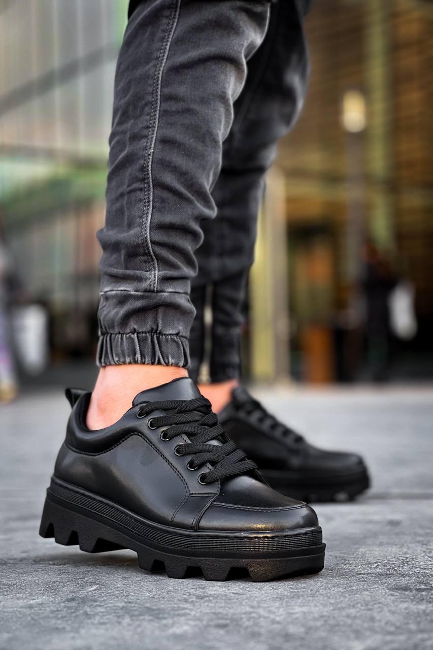 KB-056 Black Skin Black High Sole Casual Sneakers - STREETMODE™