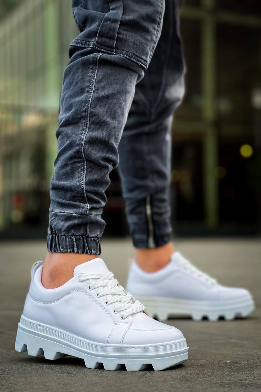 KB-056 White Skin White High Sole Casual Sneakers - STREETMODE™