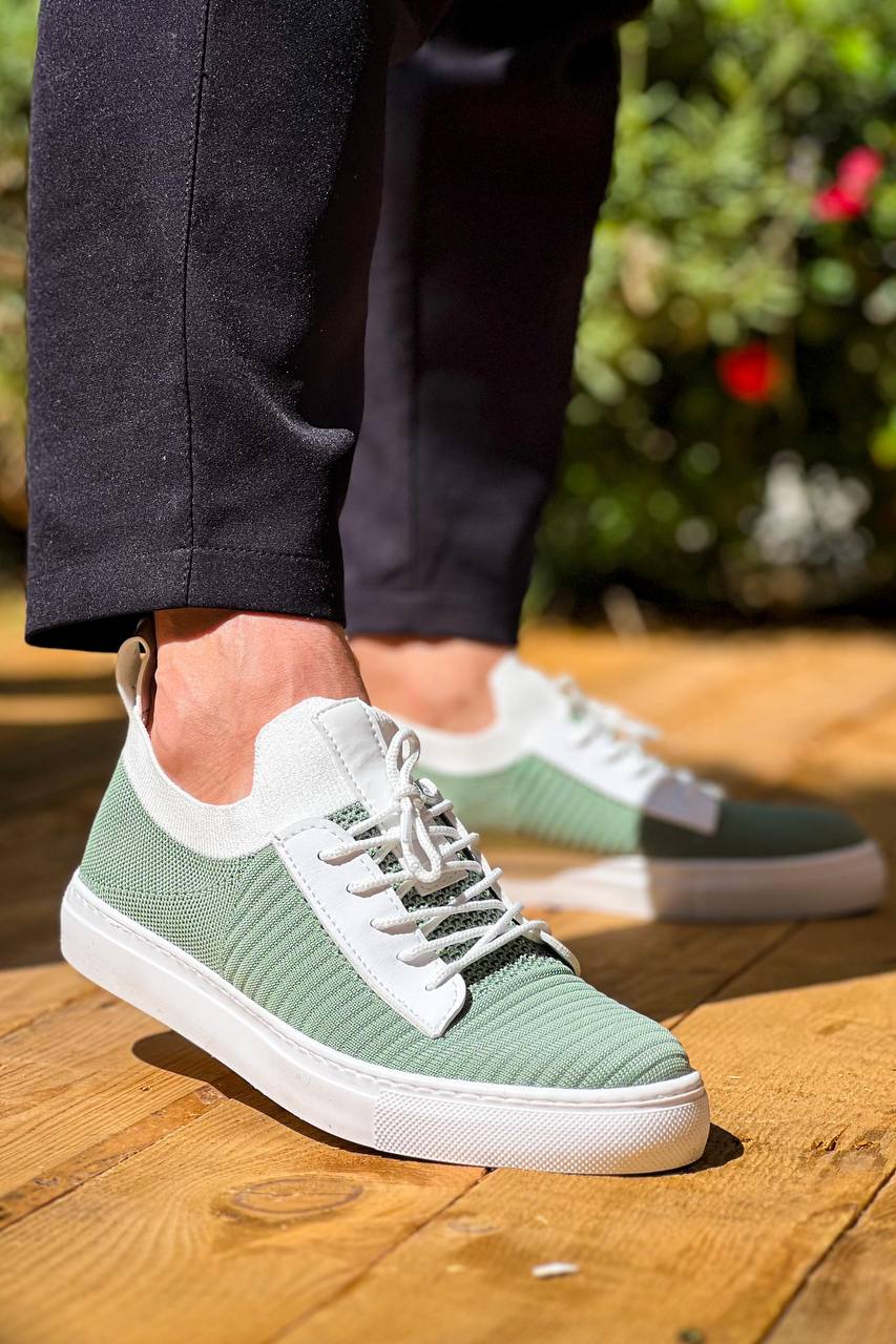 KB-110 Green Knitwear High Sole Lace-up Casual Men's Shoes - STREETMODE™