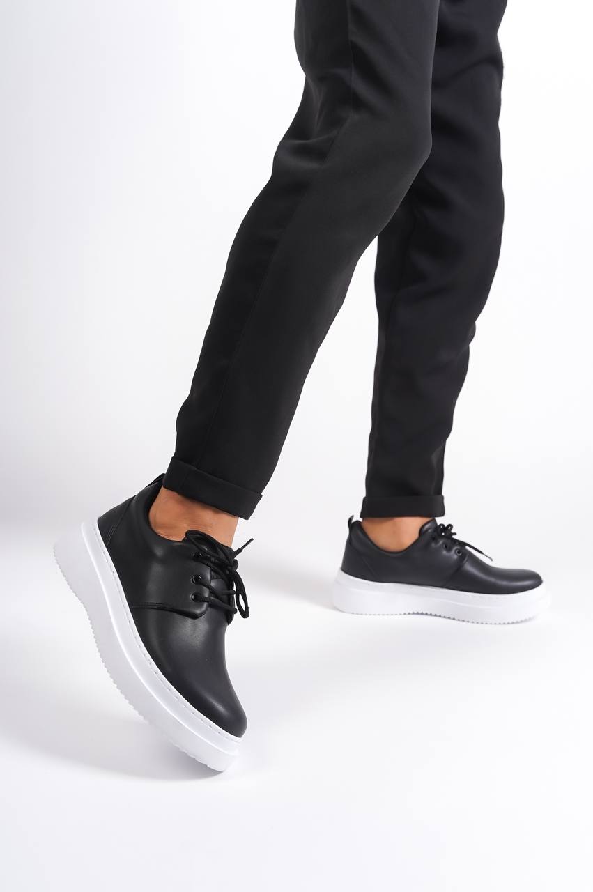 KB-X3 Black Leather Laced Casual Men's Shoes - STREETMODE™