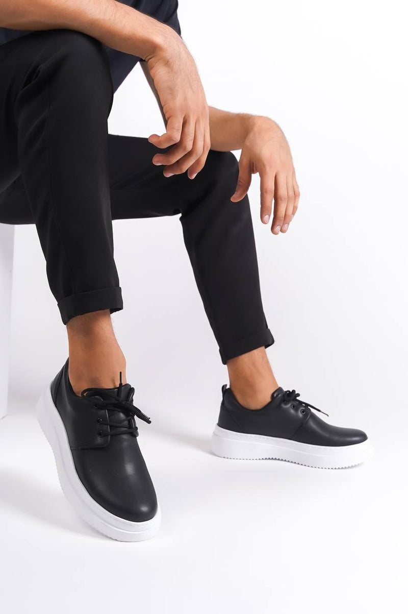 KB-X3 Black Leather Laced Casual Men's Shoes - STREETMODE™